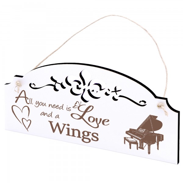 Schild Flügel Deko 20x10cm - All you need is Love and a Wings - Holz
