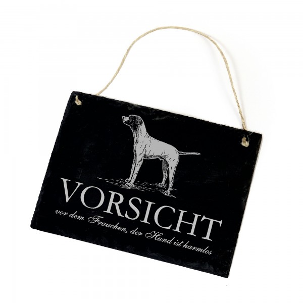 Hundeschild Pointer Schild aus Schiefer - Vorsicht vor dem Frauchen - 22cm x 16cm
