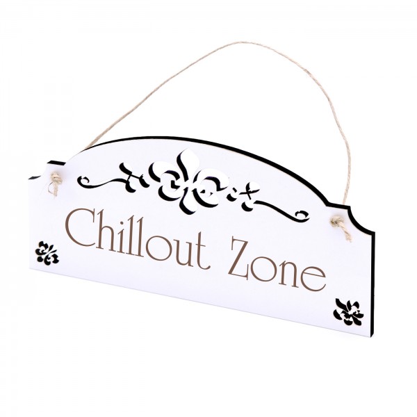 Schild Chillout Zone - Vintage Türschild mit Ornamenten