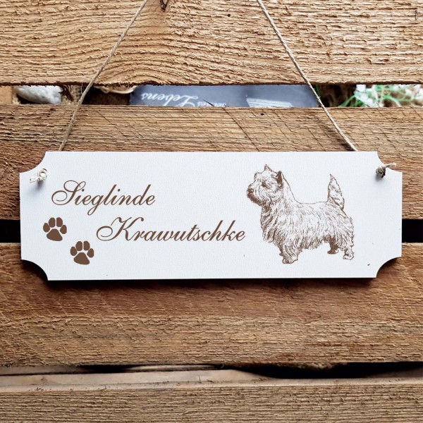 Schild « West Highland White Terrier » Namensschild Türschild zum Anhängen - 20 x 6,7 cm