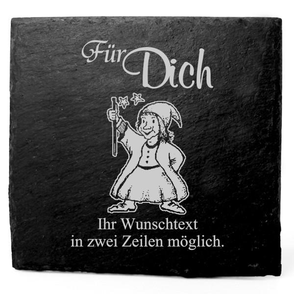 Deko Schiefer Untersetzer personalisiert Zauberer - Für Dich - 11x11cm