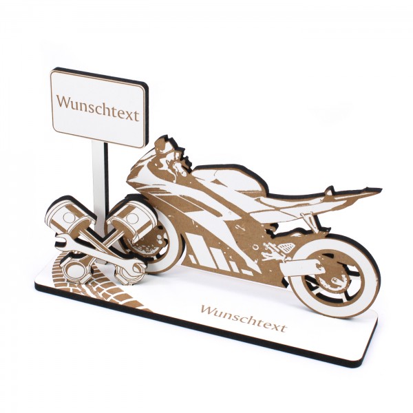 Geldgeschenk Motorrad Rennmaschine - inkl. Wunschtext - Schild für Geld Gutschein