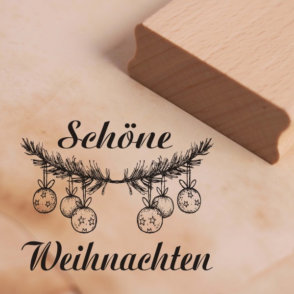 Motivstempel Schöne Weihnachten Stempel Tannenbaum - 48mm x 37mm