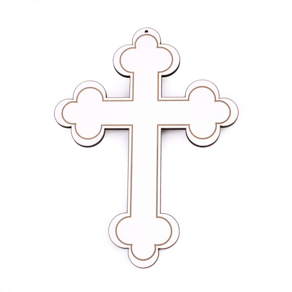 Holzkreuz Kreuz weiß Kruzifix abgerundet Wandkreuz Vintage schlicht aus Holz zum Anhängen 18 x 24 cm
