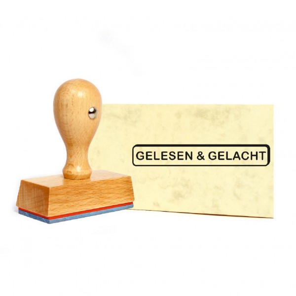 Stempel Gelesen & gelacht - Holzstempel 59 x 9 mm