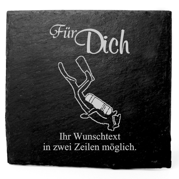 Deko Schiefer Untersetzer personalisiert Taucher - Für Dich - 11x11cm