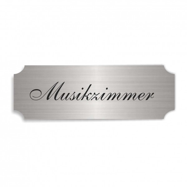 Schild « MUSIKZIMMER » selbstklebend - Aluminium Look - silber