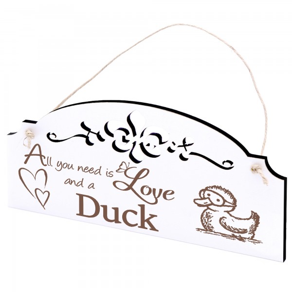 Schild Ente mit Taucherbrille Deko 20x10cm - All you need is Love and a Duck - Holz