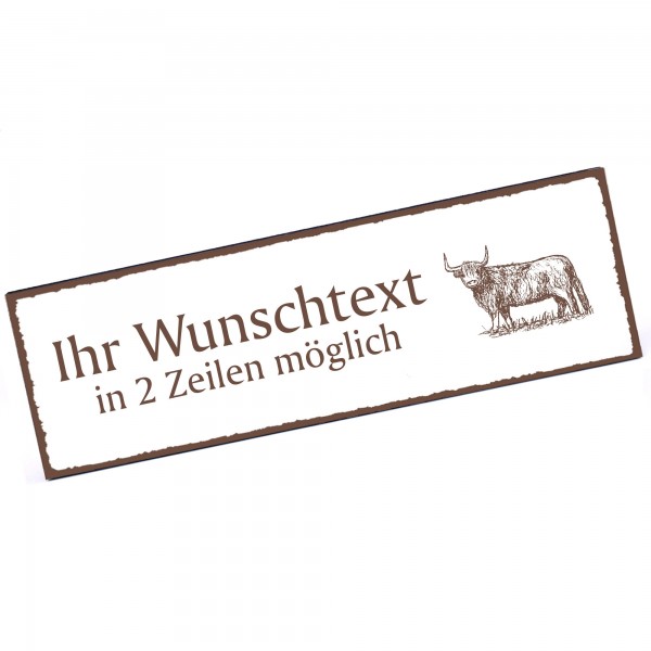 Türschild Schottisches Hochlandrind Namensschild personalisiert mit Gravur - 150mm x 50mm - selbstk