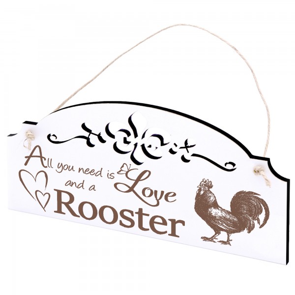 Schild Hahn Deko 20x10cm - All you need is Love and a Rooster - Holz