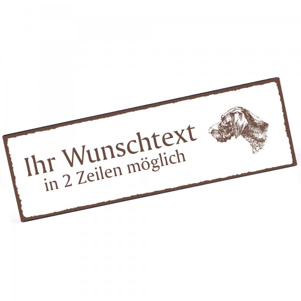 Türschild Deutsch Drahthaar Namensschild personalisiert mit Gravur - 150mm x 50mm - selbstklebend