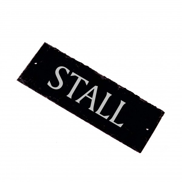 Stall Schild aus Schiefer graviert Stallschild - Stalltor Stallung Türschild 22 x 8 cm
