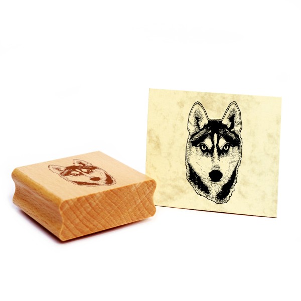 Motivstempel Alaskan Husky Stempel Hund Holzstempel 27 x 48 mm