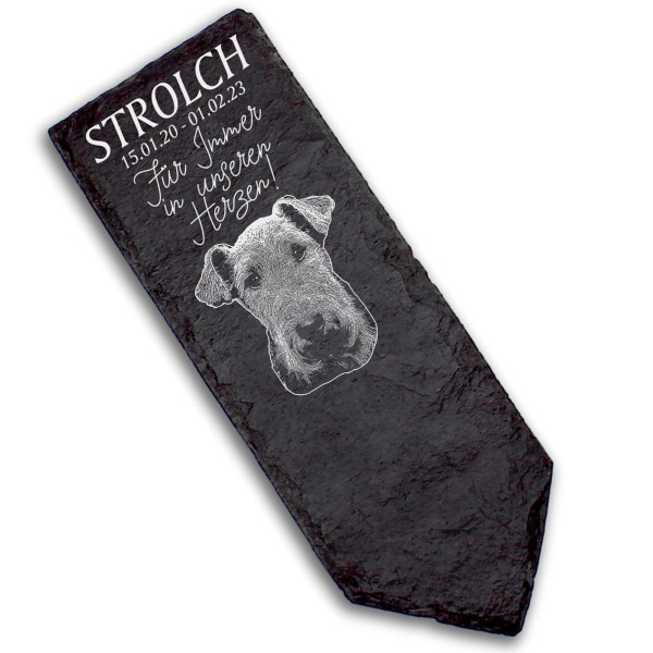 Grabstecker Grabschmuck Grabstein - Welsh Terrier - Personalisiert Grab Deko 8 x 22 cm Grabdekorati