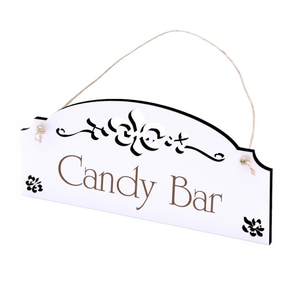 Schild Candy Bar - Vintage Türschild mit Ornamenten