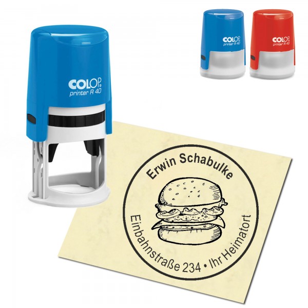 Stempel Adressstempel personalisiert - Burger - rund ∅ 40mm