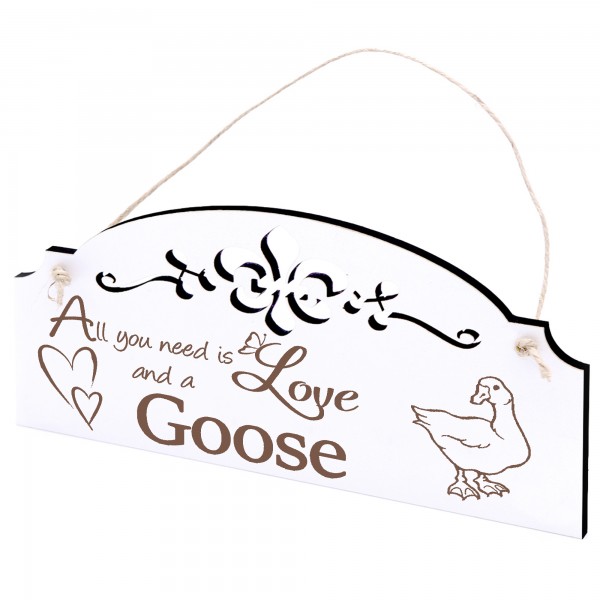 Schild Gans Deko 20x10cm - All you need is Love and a Goose - Holz