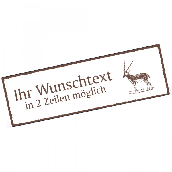 Türschild Antilope Namensschild personalisiert mit Gravur - 150mm x 50mm - selbstklebend