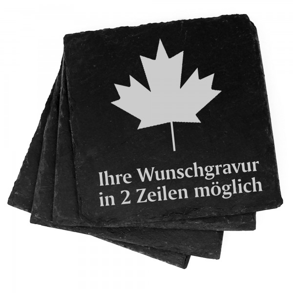 4x Fahne Canada Deko Schiefer Untersetzer Wunschgravur Set - 11 x 11 cm