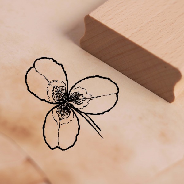 Motivstempel Kleeblatt Stempel aus Holz - Abdruck ca. 28mm x 28mm