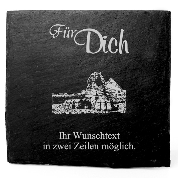 Deko Schiefer Untersetzer personalisiert Große Sphinx von Gizeh - Für Dich - 11x11cm