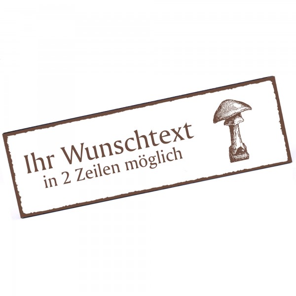 Türschild Pilz Namensschild personalisiert mit Gravur - 150mm x 50mm - selbstklebend