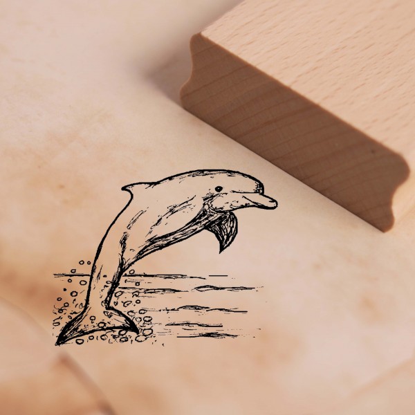 Motivstempel Delphin springt aus dem Wasser - Stempel 48 x 38 mm