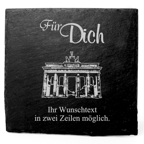 Deko Schiefer Untersetzer personalisiert Brandenburger Tor Berlin - Für Dich - 11x11cm