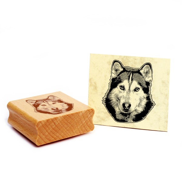 Motivstempel Siberian Husky Stempel Hund Holzstempel 42 x 48 mm