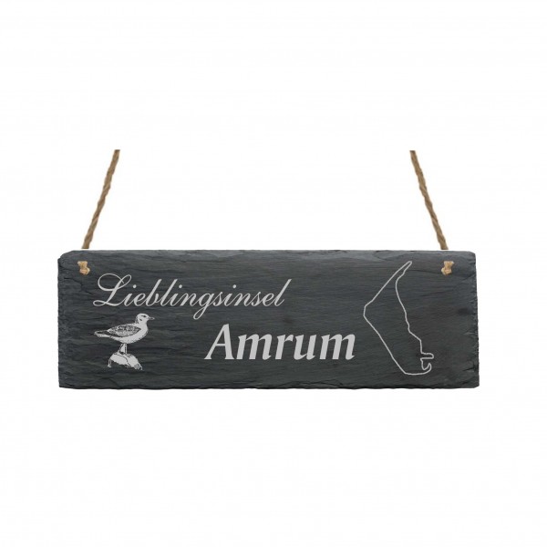Schild « LIEBLINGSINSEL AMRUM » 22 x 8 cm - aus Schiefer