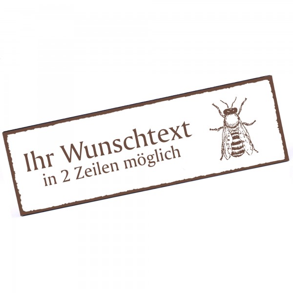Türschild Biene Namensschild personalisiert mit Gravur - 150mm x 50mm - selbstklebend