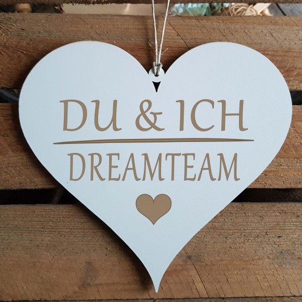 Herz Schild « DU & ICH DREAMTEAM » mit Motiv