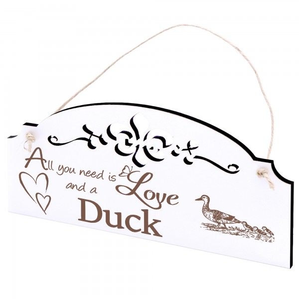 Schild Entenmutter Deko 20x10cm - All you need is Love and a Duck - Holz