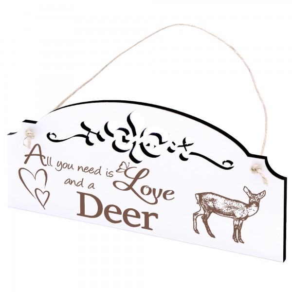 Schild Reh Deko 20x10cm - All you need is Love and a Deer - Holz