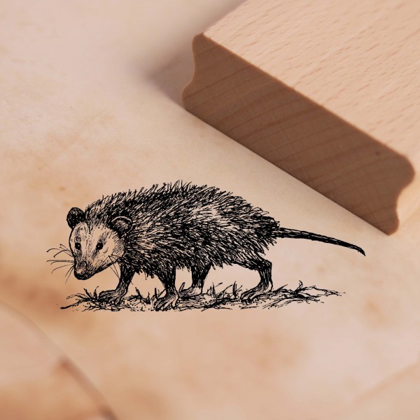 Motivstempel Opossum geht - Stempel Holzstempel 68 x 28 mm