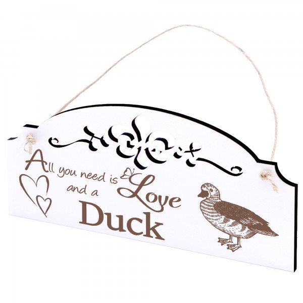 Schild Ente Deko 20x10cm - All you need is Love and a Duck - Holz