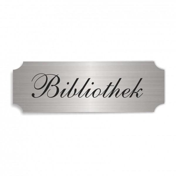Schild « BIBLIOTHEK » selbstklebend - Aluminium Look - silber