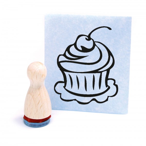 Ministempel Muffin Cupcake - Holzstempel mini Motivstempel Ø12 mm