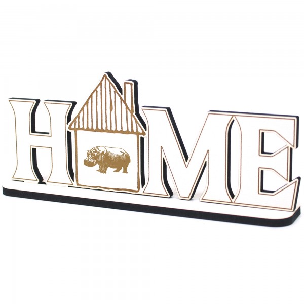 Deko Home Aufsteller Holz - Nilpferd Hippo - 28x12 cm Holzdeko