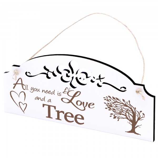 Schild Baum im Wind Deko 20x10cm - All you need is Love and a Tree - Holz