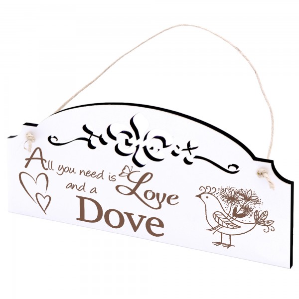 Schild Taube Vintage Deko 20x10cm - All you need is Love and a Dove - Holz