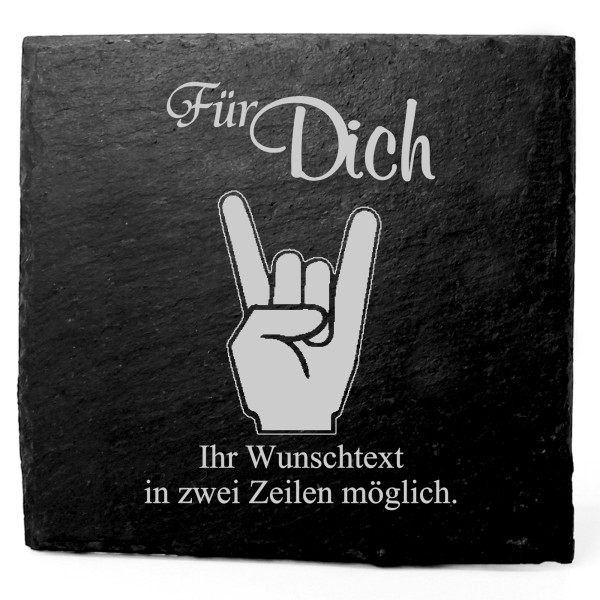 Deko Schiefer Untersetzer personalisiert Pommesgabel - Für Dich - 11x11cm