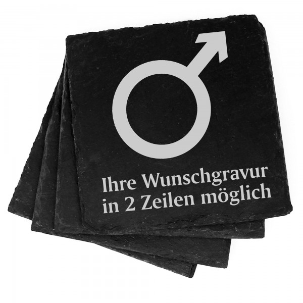 4x Mann Symbol Deko Schiefer Untersetzer Wunschgravur Set - 11 x 11 cm
