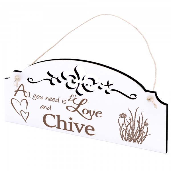 Schild Schnittlauch Deko 20x10cm - All you need is Love and Chive - Holz