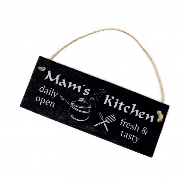 Mam´s Kitchen Schild Türschild aus Schiefer graviert Schiefertafel Küchendeko 22 x 8 cm