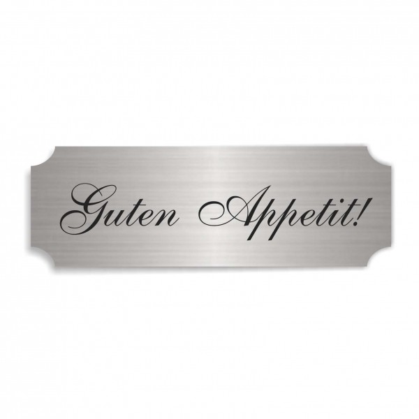 Schild « GUTEN APPETIT » selbstklebend - Aluminium Look - silber