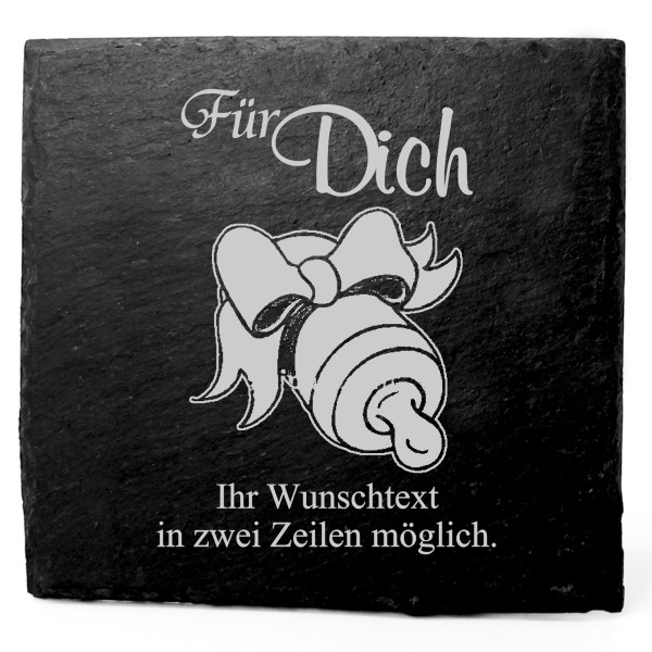 Deko Schiefer Untersetzer personalisiert Nuckelflasche - Für Dich - 11x11cm