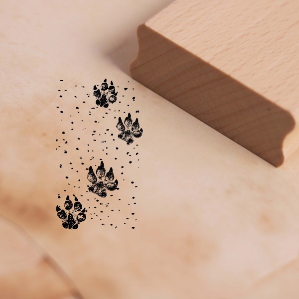Motivstempel Hundespuren Pfoten - Stempel Holzstempel 28 x 48 mm
