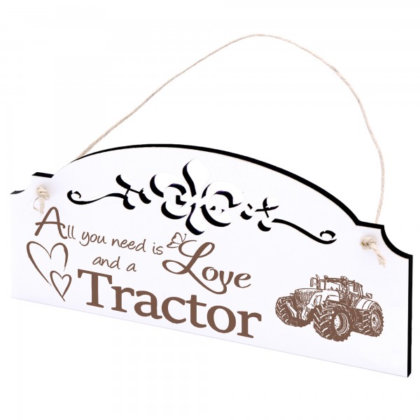 Schild Traktor Deko 20x10cm - All you need is Love and a Tractor - Holz