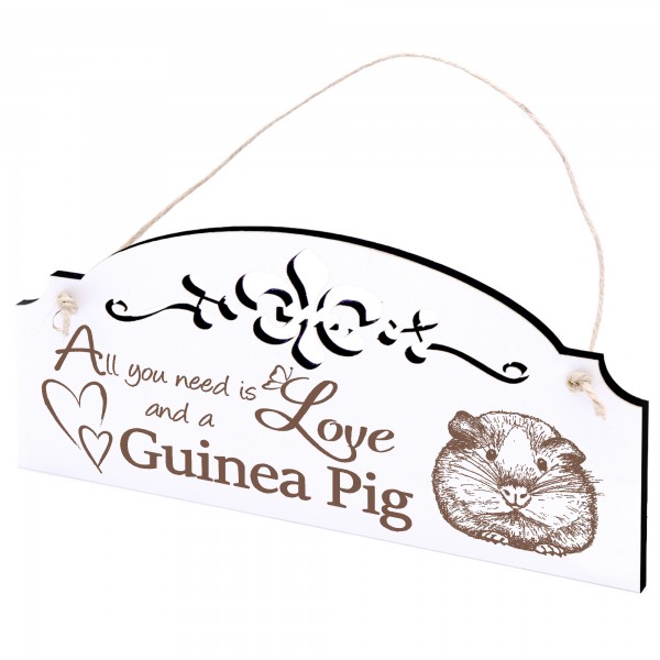 Schild Meerschweinchen Deko 20x10cm - All you need is Love and a Guinea Pig - Holz